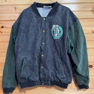 Vintage Fans Choice! NBA Boston Celtics Black and Green Varsity Jean Jacket L